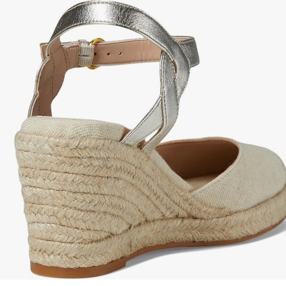 Cole Haan Cloudfeel Espadrille Wedge Women's Heels /Soft Gold Leather - Picture 7 of 7